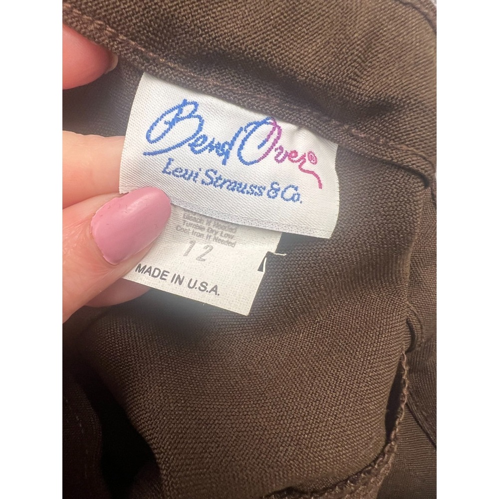 Vintage Levis Bend Over Dress Pants Womens 12 Brown Straight Flat Front Pull On - Picture 6 of 7